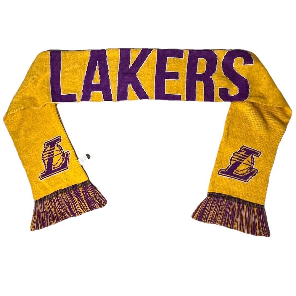 Los Angeles Lakers Scarf NBA Basketball Yellow Purple Knit Winter Fan Gear